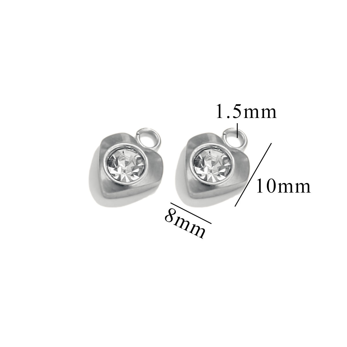 Silver color / 1 Piece Fashionable Simple Style Heart Shape Stainless Steel  Gold Color Inlay Zircon Women's Pendant Picture3